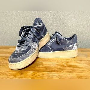 Nike Air / Air Force 1 purple velvet shoes w/ribbon laces